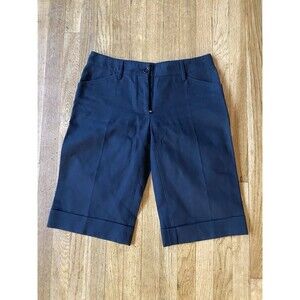 Dolce & Gabbana Men Shorts Navy Blue Cotton Flat Front Cuffed Chino Bermuda